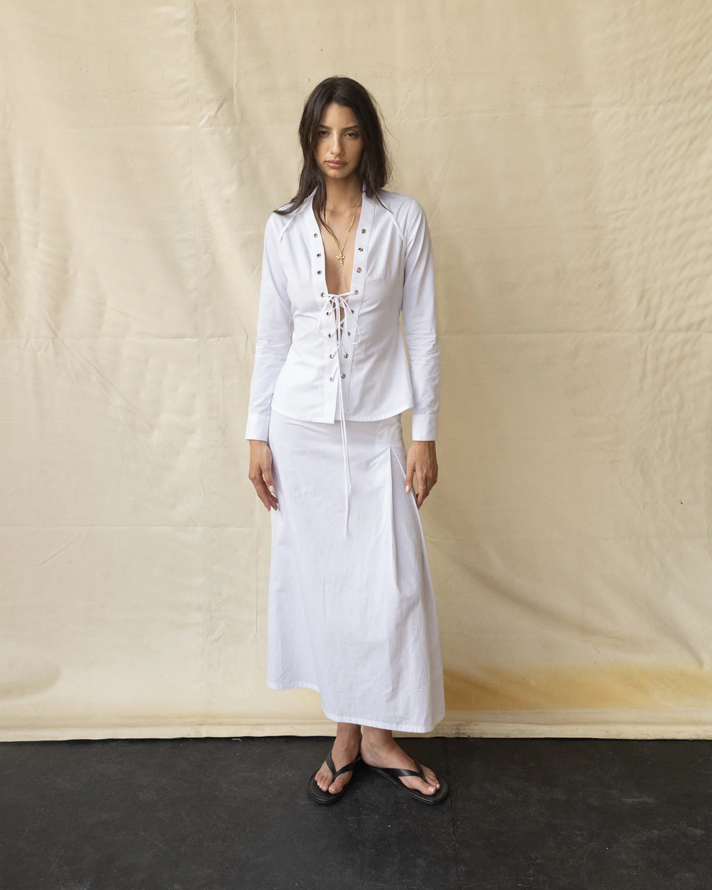Women's Poplin Shirt with Eyelets