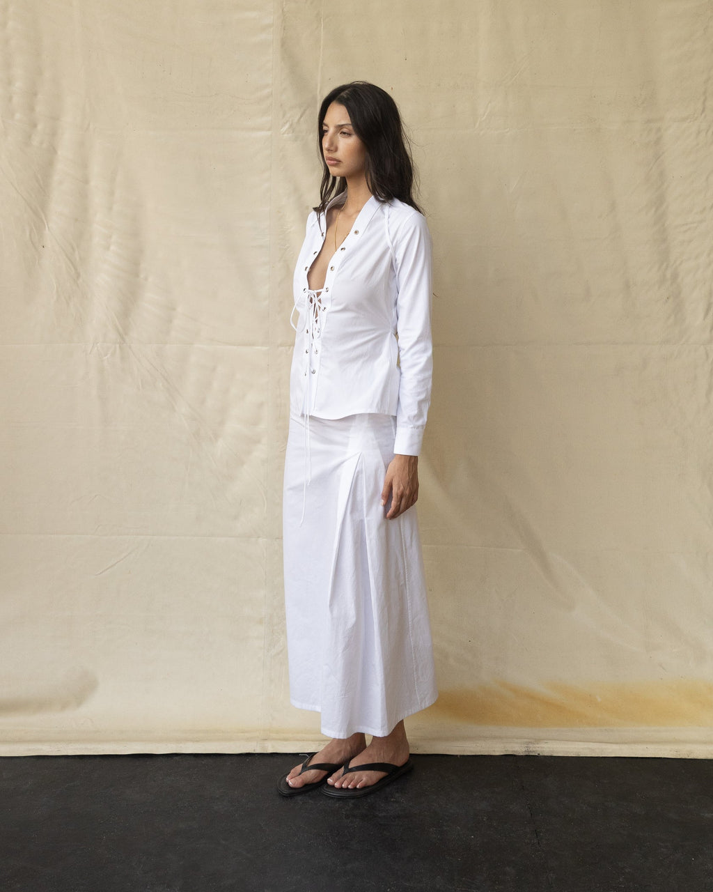Women's Poplin Shirt with Eyelets