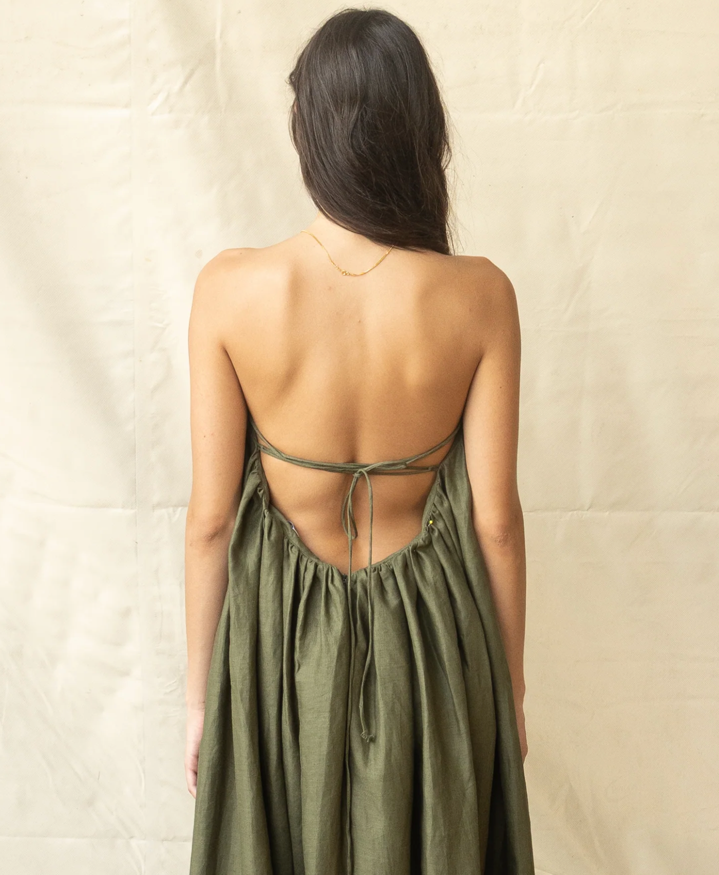 Gathered Linen Dress