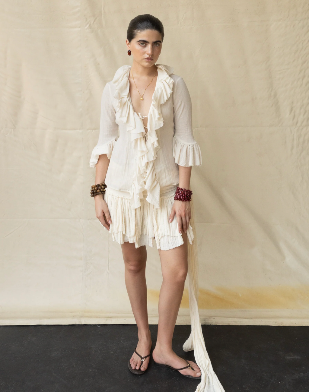 Cotton Ruffle Blouse