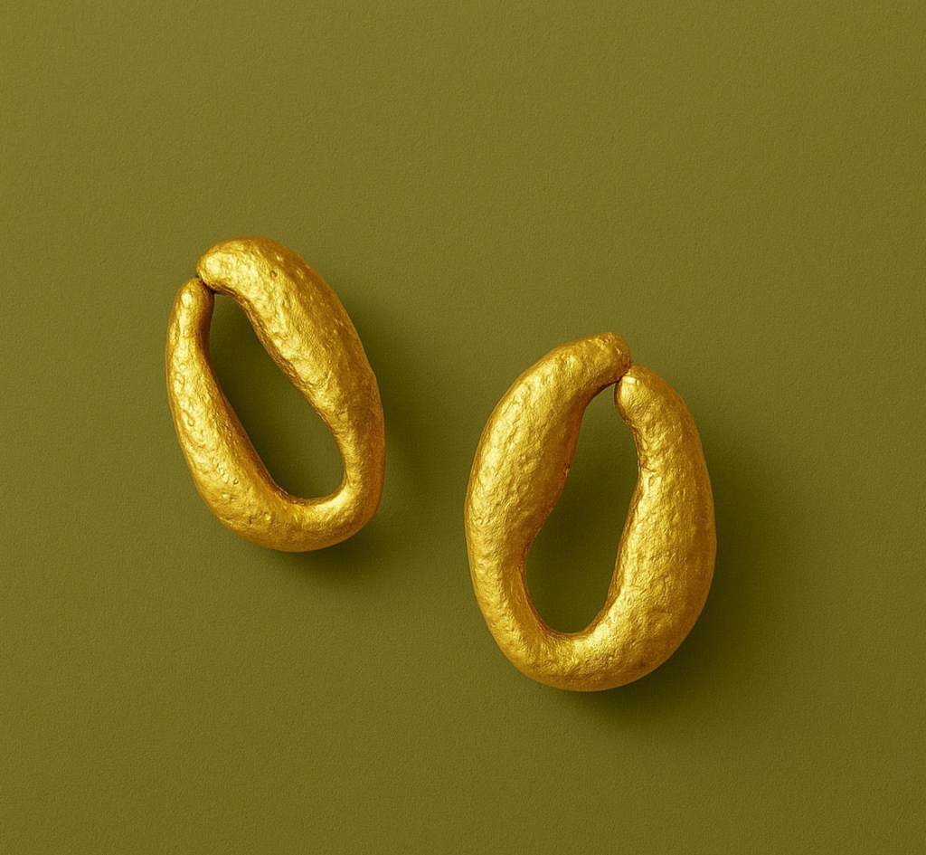 Ancient Coffee Shell Gold Earrings