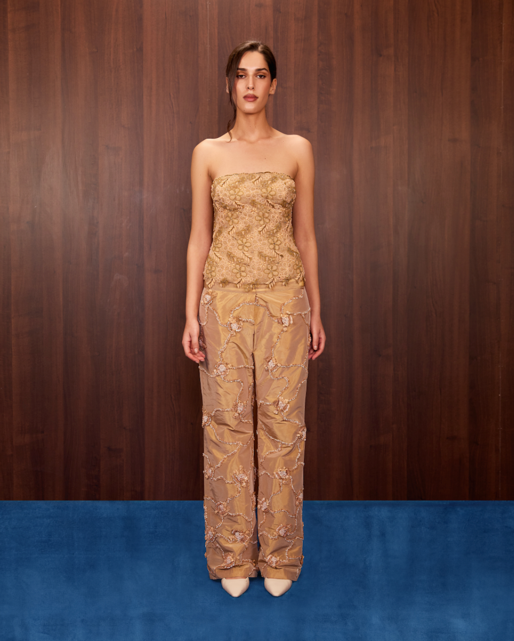 Embroidered Taffeta Pants