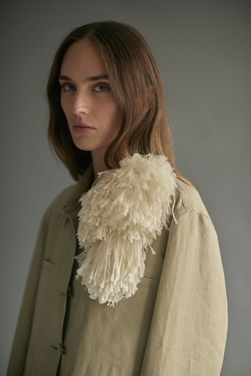 Pom Pom Brooch in Ivory